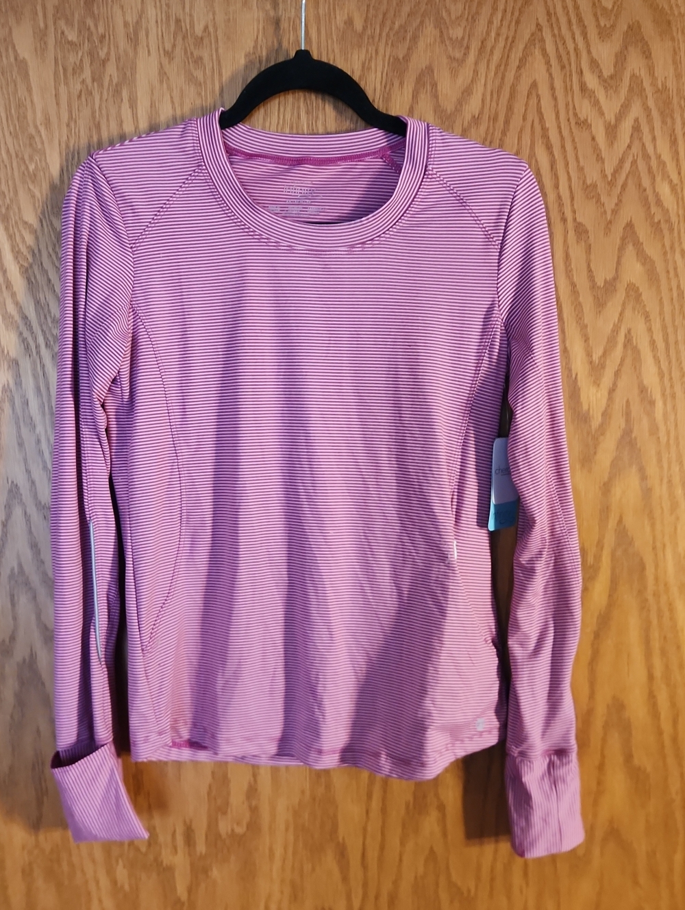 NWT Women’s Pink Striped Long-Sleeve Performance Top, Cherokee Infinity, Size Xs